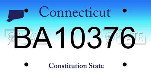BA10376 Connecticut License Plate