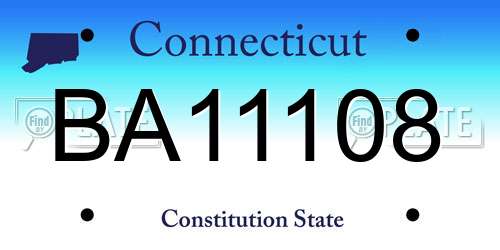 BA11108 Connecticut License Plate