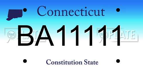 BA11111 Connecticut License Plate