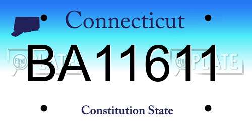BA11611 Connecticut License Plate
