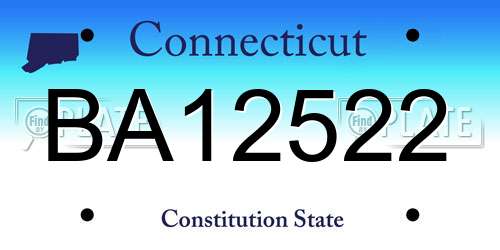 BA12522 Connecticut License Plate