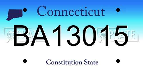 BA13015 Connecticut License Plate