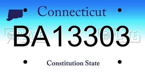 BA13303 Connecticut License Plate