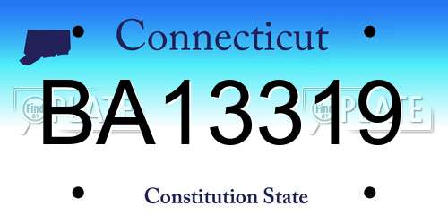 BA13319 Connecticut License Plate