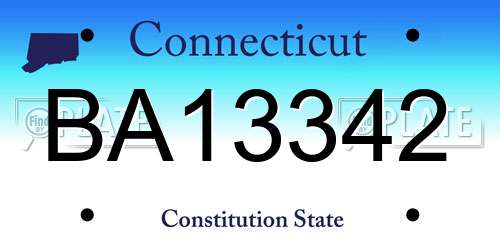BA13342 Connecticut License Plate
