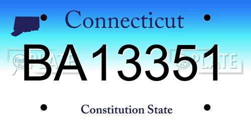 BA13351 Connecticut License Plate