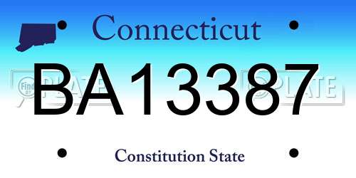BA13387 Connecticut License Plate