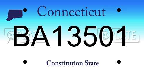 BA13501 Connecticut License Plate