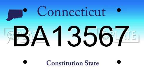 BA13567 Connecticut License Plate