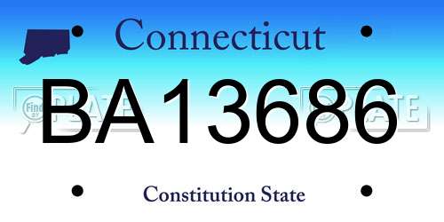 BA13686 Connecticut License Plate