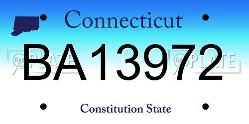 BA13972 Connecticut License Plate