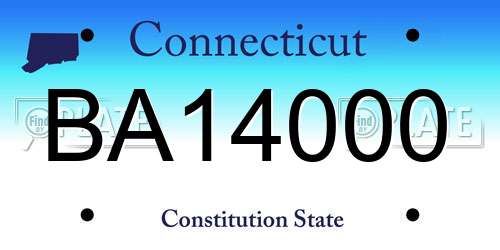BA14000 Connecticut License Plate