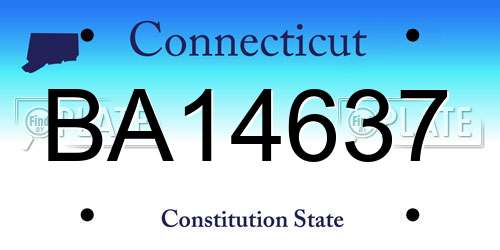 BA14637 Connecticut License Plate