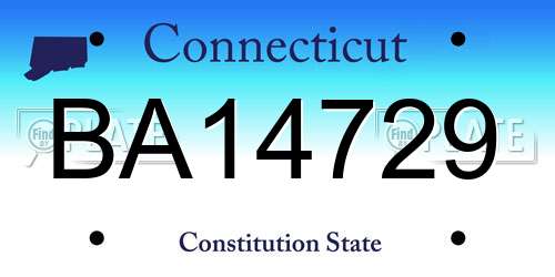 BA14729 Connecticut License Plate