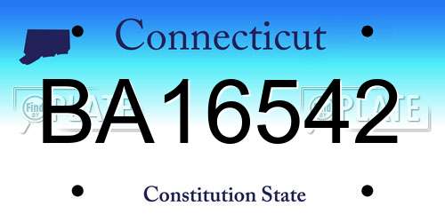 BA16542 Connecticut License Plate