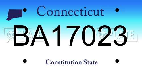 BA17023 Connecticut License Plate