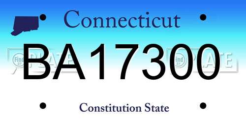 BA17300 Connecticut License Plate