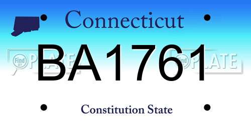 BA1761 Connecticut License Plate
