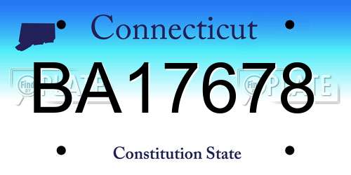 BA17678 Connecticut License Plate