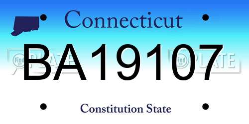 BA19107 Connecticut License Plate