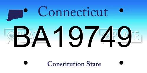 BA19749 Connecticut License Plate
