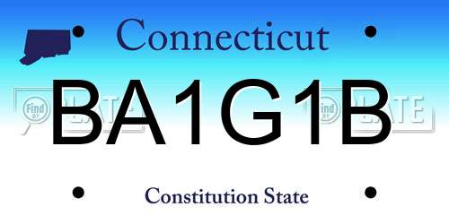 BA1G1B Connecticut License Plate