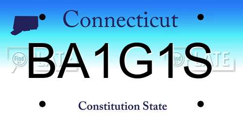BA1G1S Connecticut License Plate