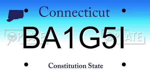BA1G5I Connecticut License Plate