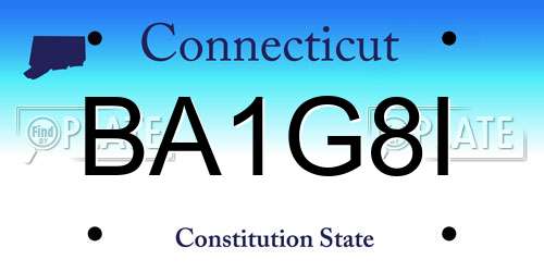 BA1G8I Connecticut License Plate