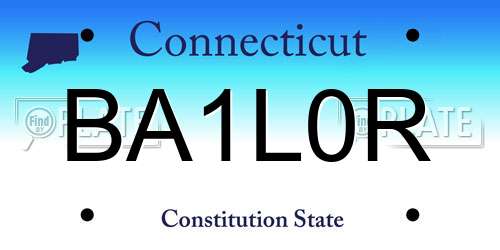 BA1L0R Connecticut License Plate
