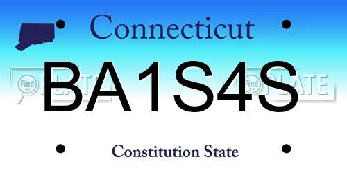 BA1S4S Connecticut License Plate
