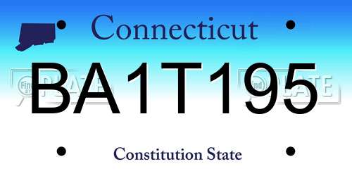 BA1T195 Connecticut License Plate