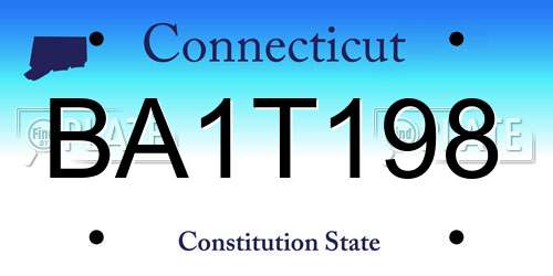 BA1T198 Connecticut License Plate