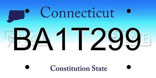 BA1T299 Connecticut License Plate