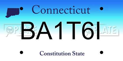 BA1T6I Connecticut License Plate