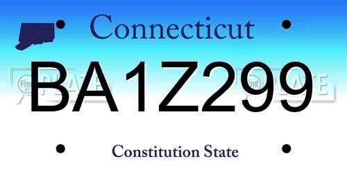 BA1Z299 Connecticut License Plate