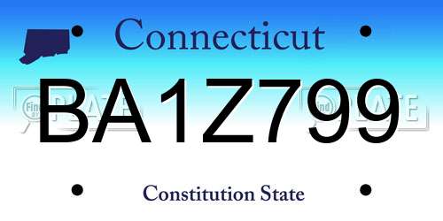 BA1Z799 Connecticut License Plate