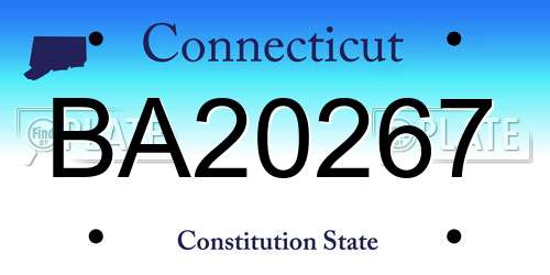 BA20267 Connecticut License Plate