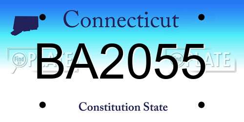 BA2055 Connecticut License Plate