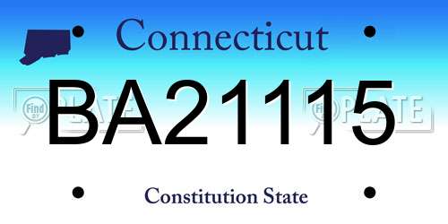 BA21115 Connecticut License Plate
