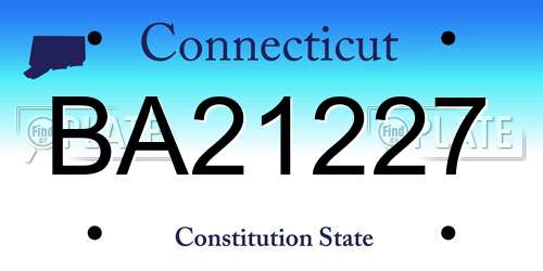 BA21227 Connecticut License Plate