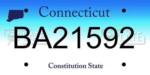 BA21592 Connecticut License Plate