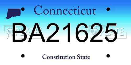 BA21625 Connecticut License Plate