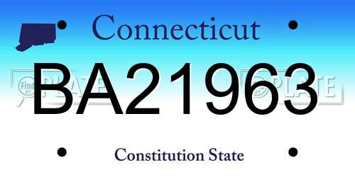 BA21963 Connecticut License Plate