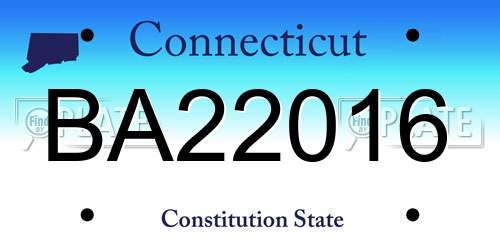 BA22016 Connecticut License Plate