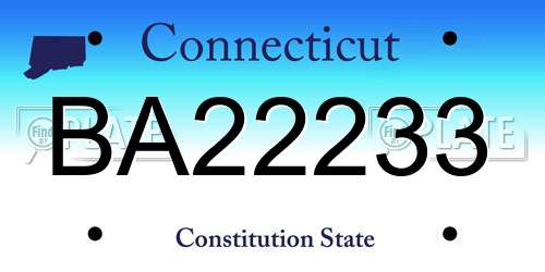 BA22233 Connecticut License Plate