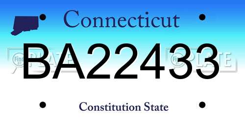 BA22433 Connecticut License Plate