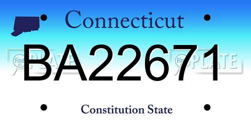 BA22671 Connecticut License Plate