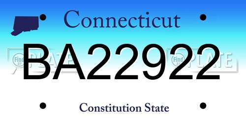 BA22922 Connecticut License Plate