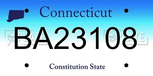 BA23108 Connecticut License Plate